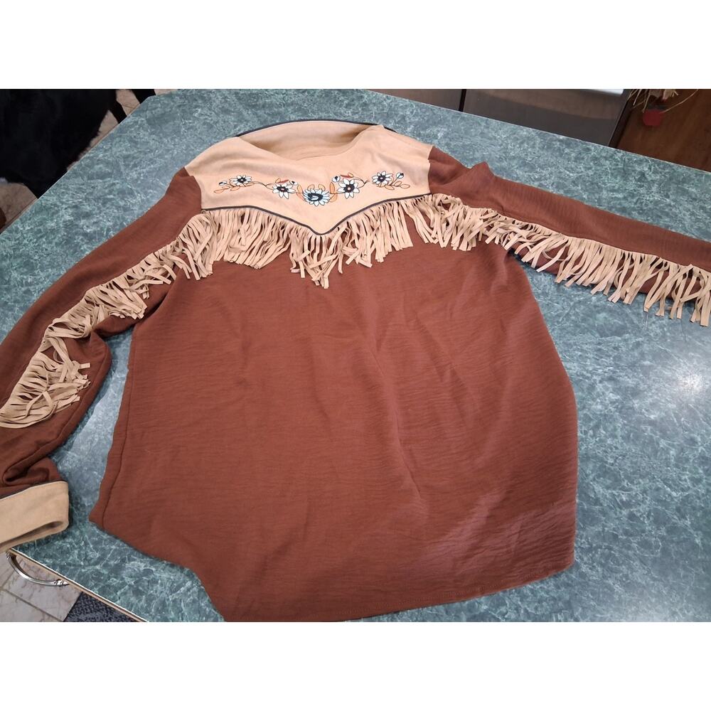 John Moon Western Cowgirl Shirt Sz L Embroidered Fringe Studded Floral Rodeo - Picture 11 of 13